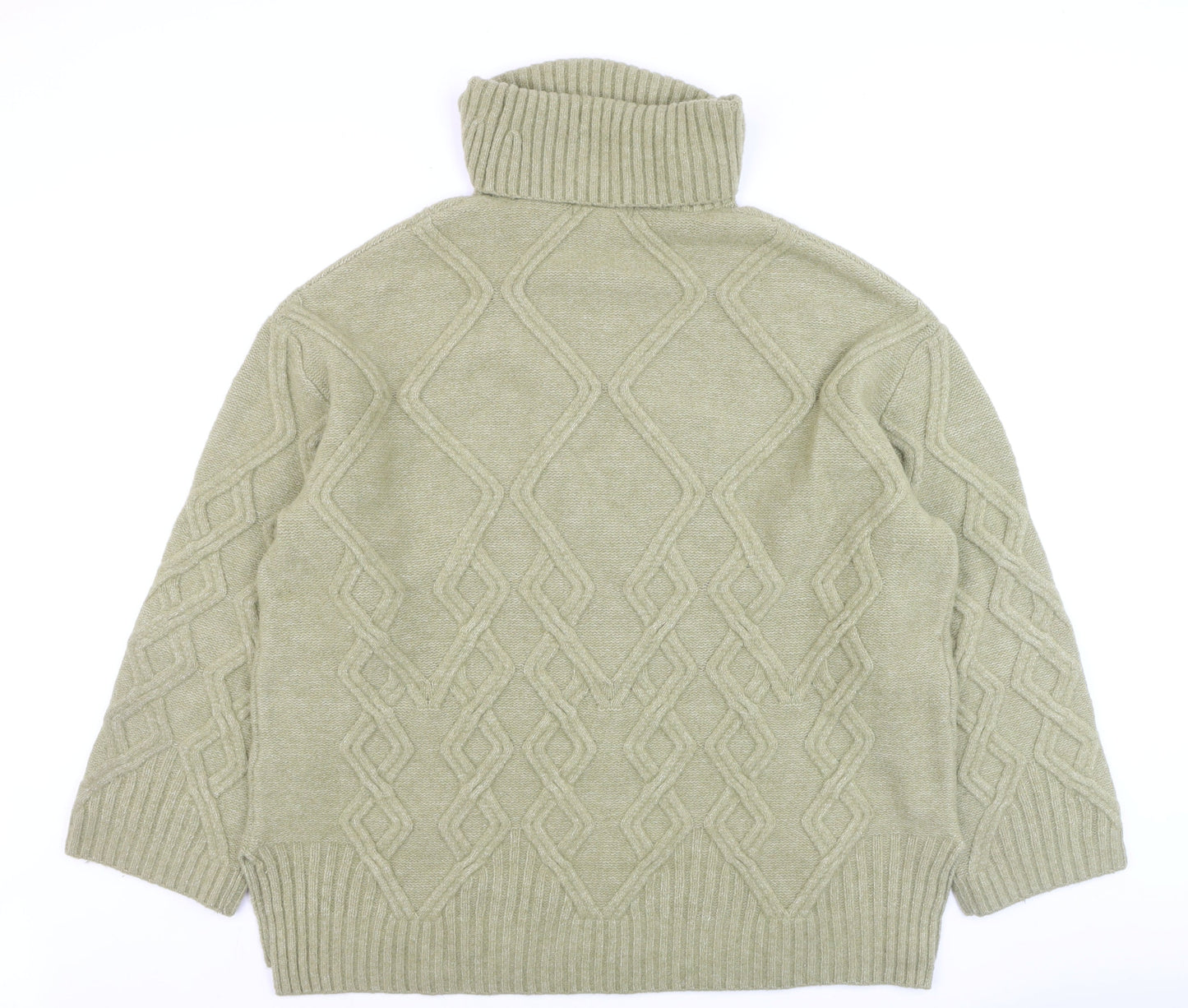 Marks and Spencer Women’s Beige Cable Knit Roll Neck Jumper Size L