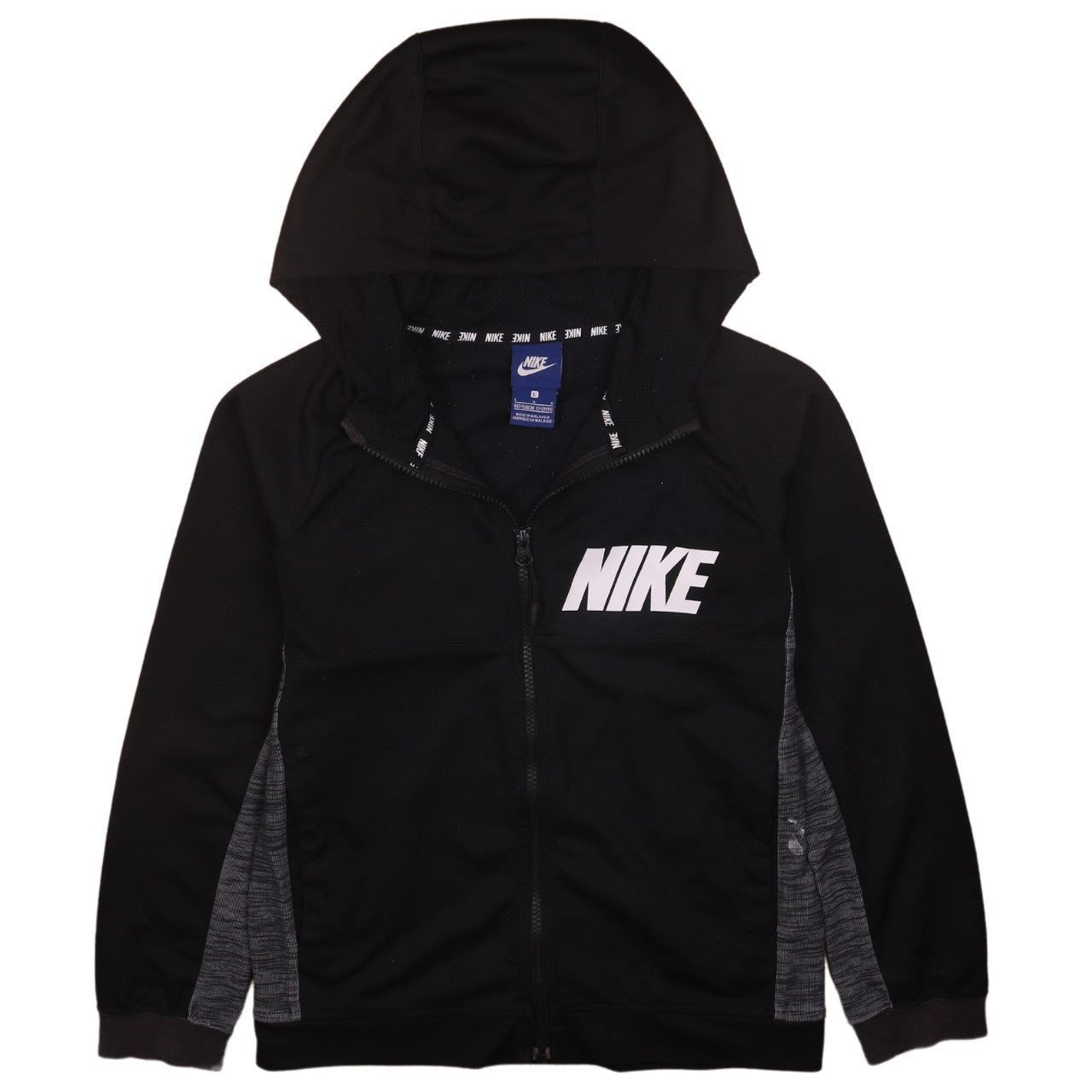 Nike Boys Black Full Zip Hoodie Size 12-13 Years L Logo Sportswear