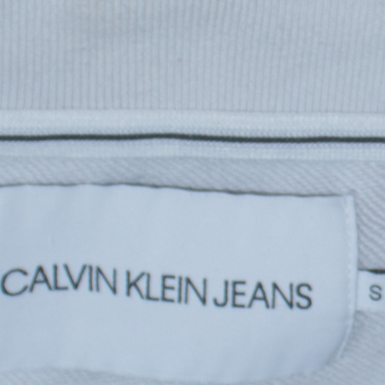 Calvin Klein Jeans Men’s White Small Crew Neck Cotton Sweatshirt