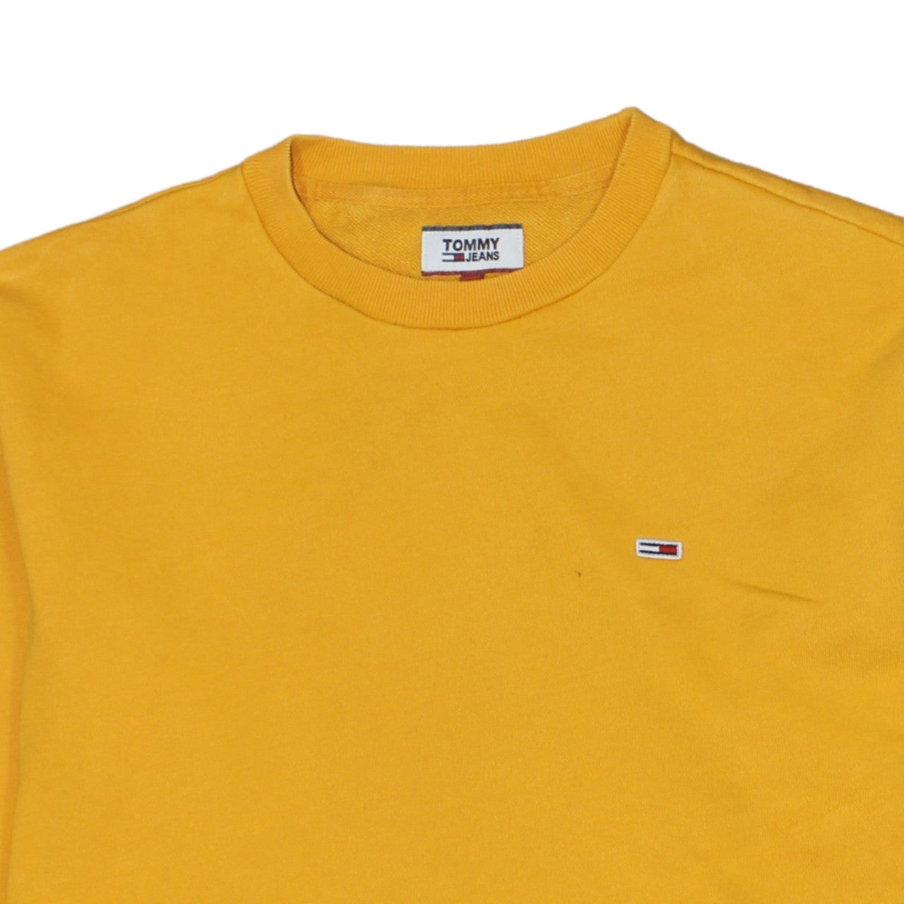 Tommy Jeans Mens Yellow XS Crew Neck Cotton Logo Sweatshirt