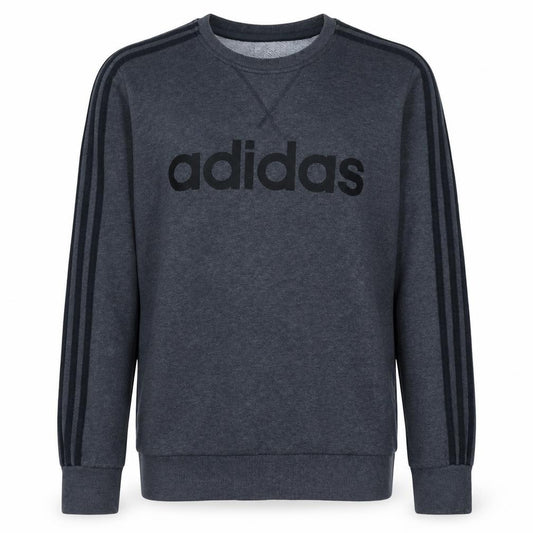 Adidas Men's Grey Logo Crew Neck Pullover Sweatshirt Size S