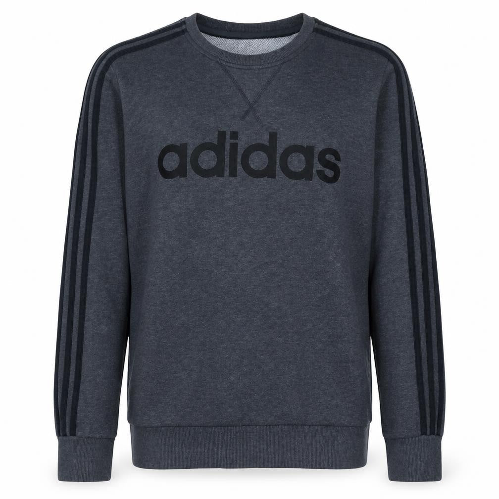 Adidas Men's Grey Logo Crew Neck Pullover Sweatshirt Size S