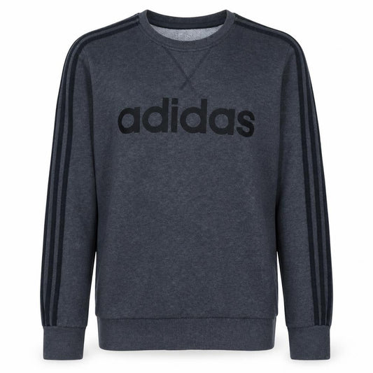Adidas Men's Grey Logo Crew Neck Pullover Sweatshirt Size S