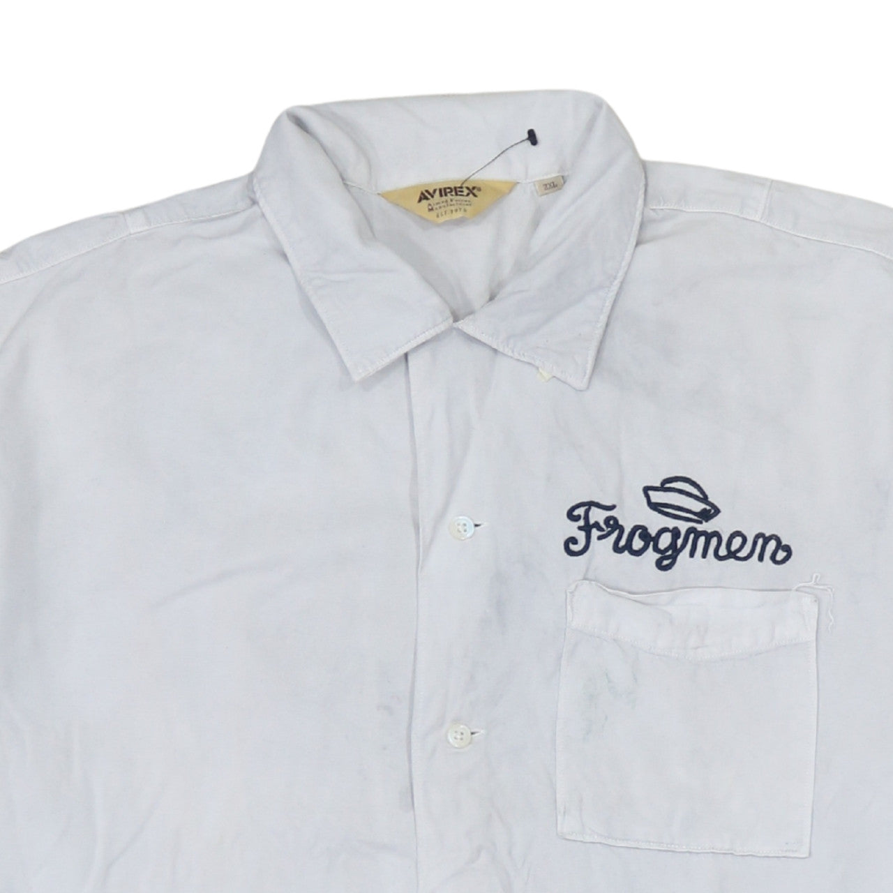 Avirex Men’s White 2XL Frogmen Button-Up Shirt Retro Nautical Style