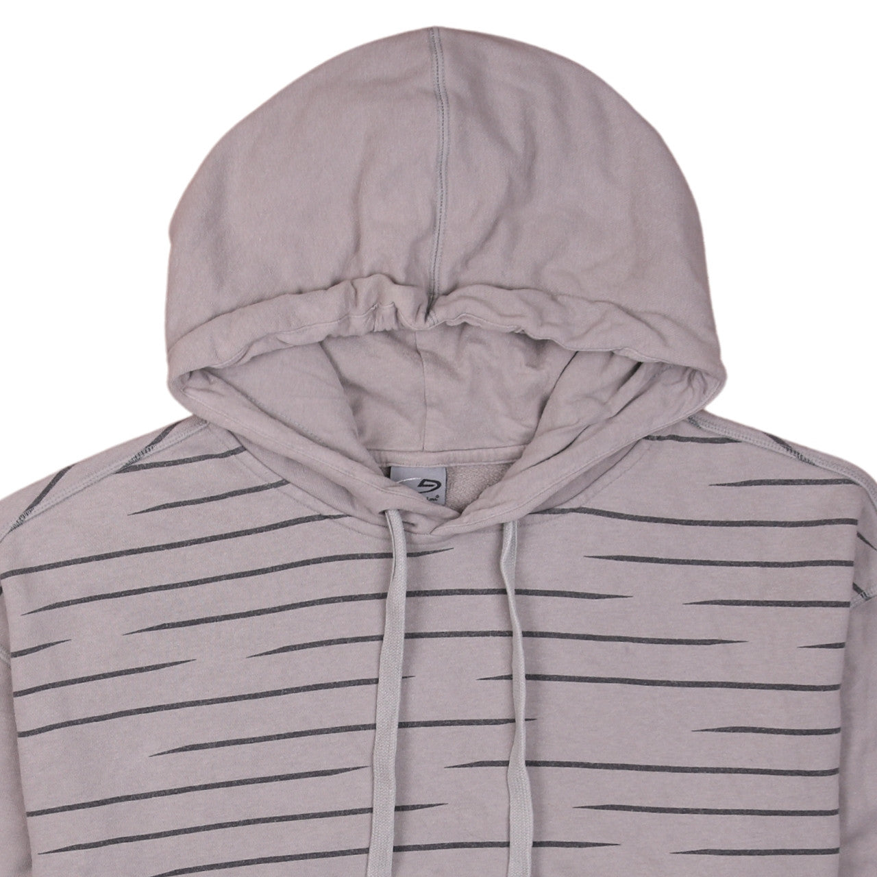 Champion Men Beige Striped Pullover Hoodie XL Fleece Cotton Blend