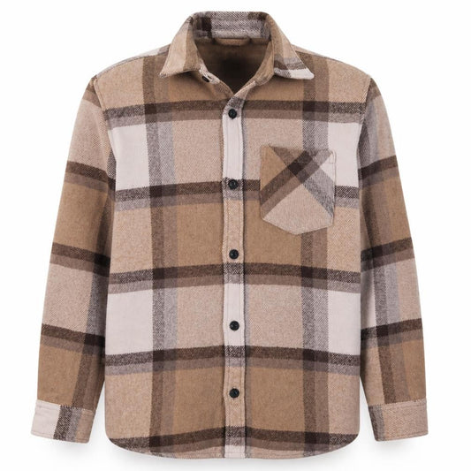 Pull&Bear Men’s Beige Check Flannel Shacket Size S
