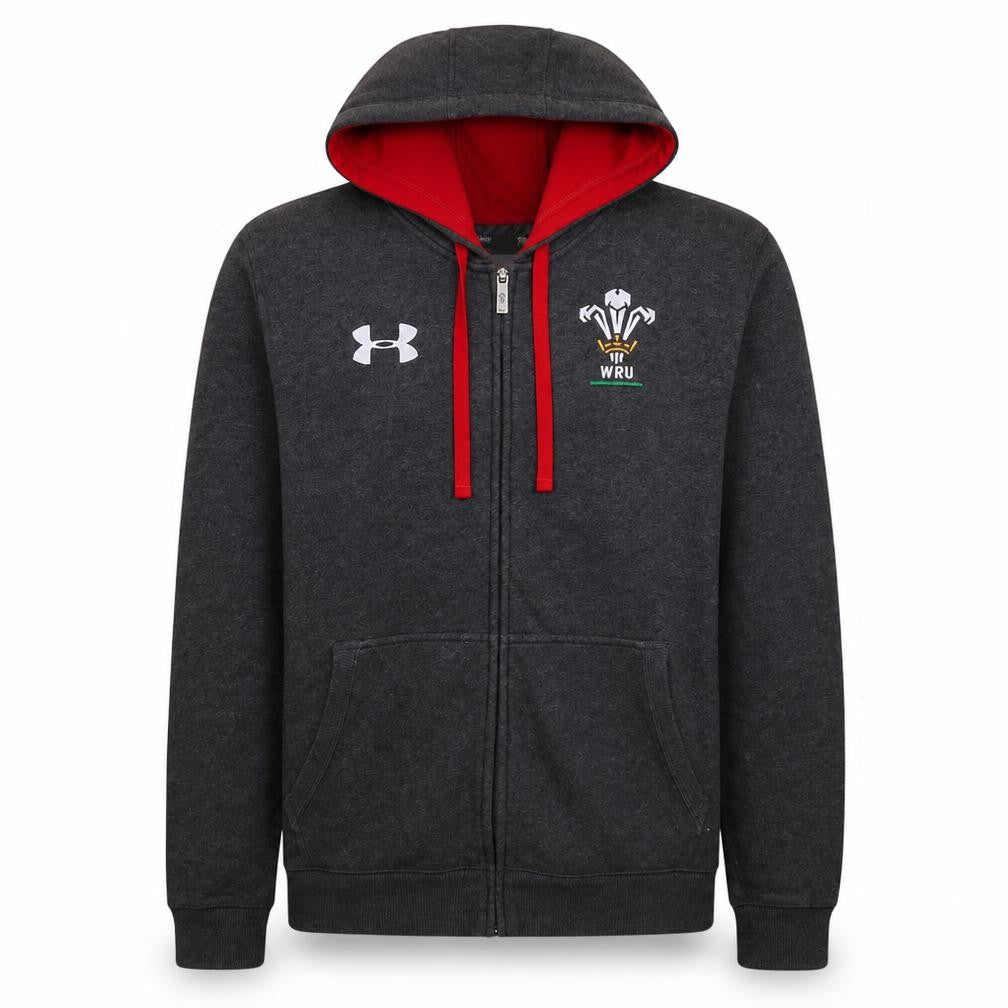 Under Armour Men's Grey Full Zip Hoodie WRU Rugby Medium