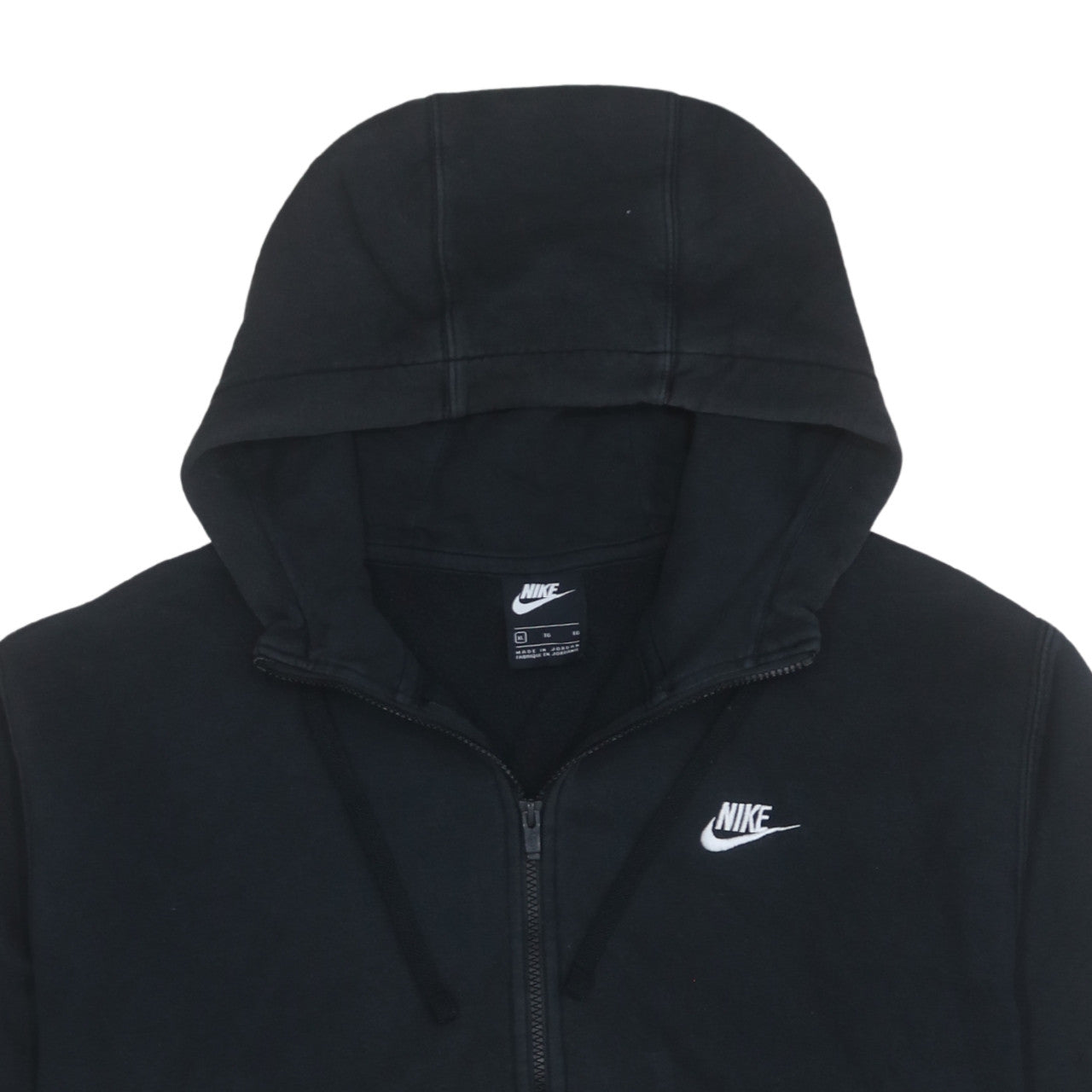 Nike Men's Black Full Zip Hoodie XL Logo Fleece Sweatshirt