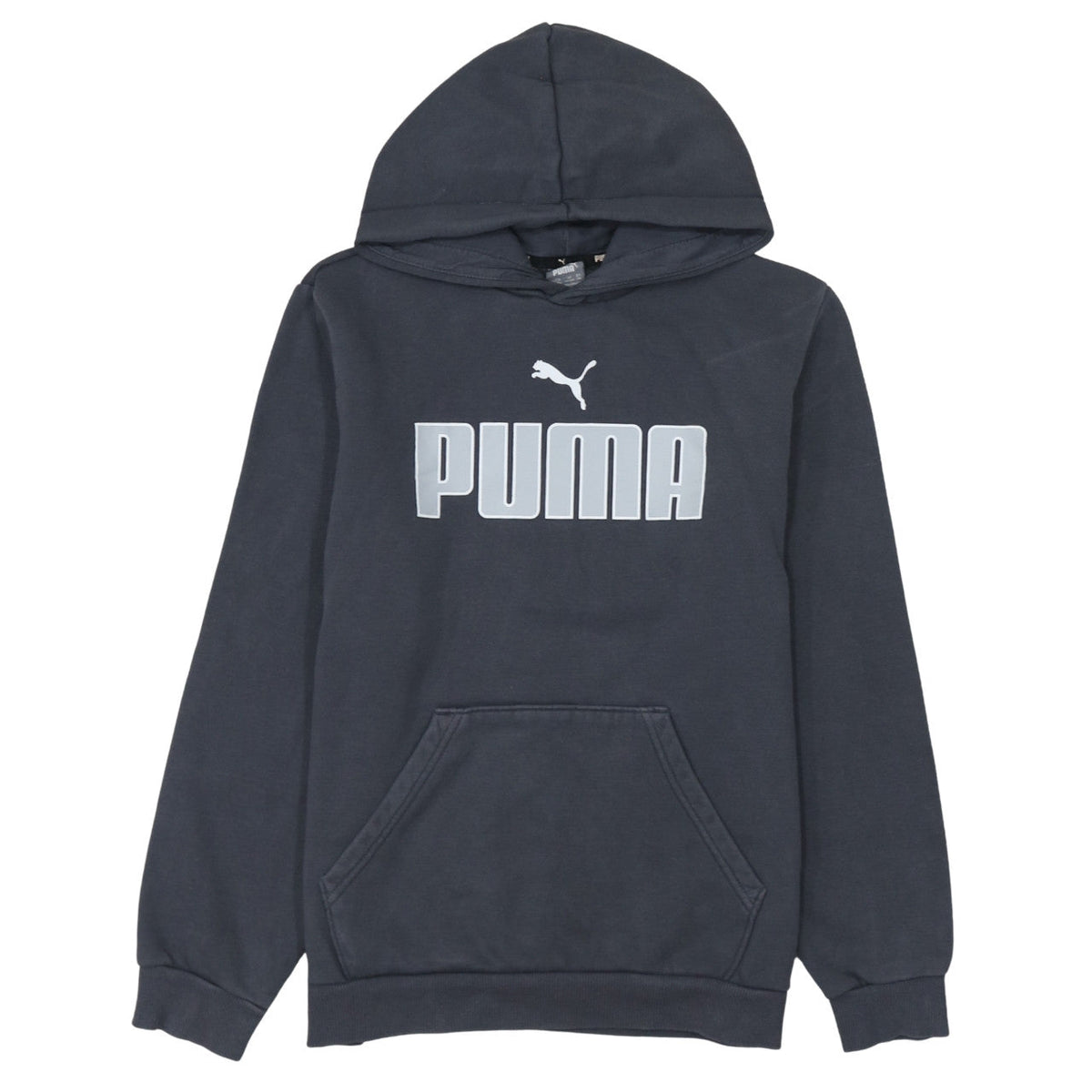 Puma Boys Navy Blue Pullover Hoodie 15-16 Years Logo Print Cotton Blend