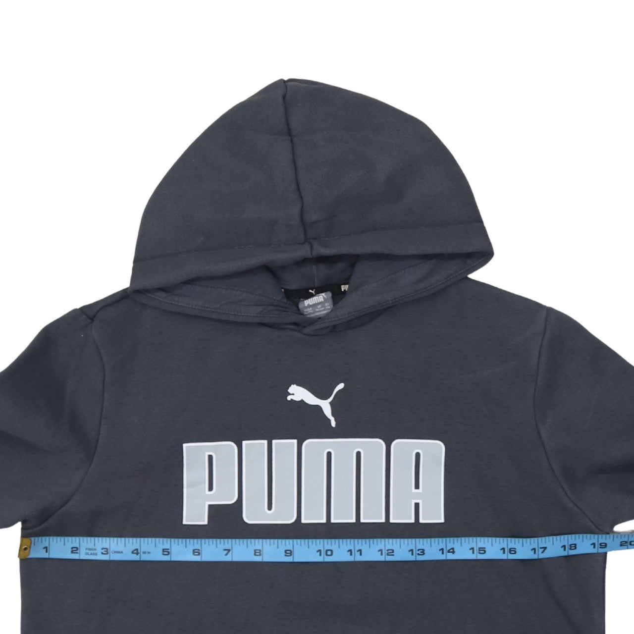 Puma Boys Navy Blue Pullover Hoodie 15-16 Years Logo Print Cotton Blend