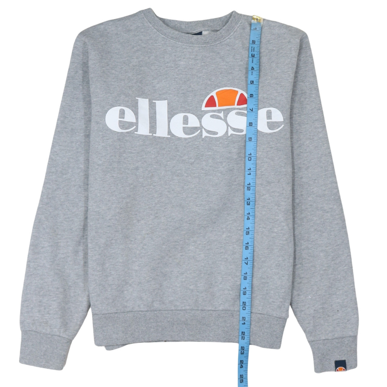 Ellesse Women Grey Cotton Blend Pullover Sweatshirt UK 6
