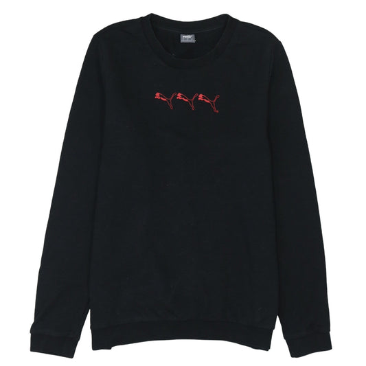 Puma Men’s Black Crew Neck Logo Pullover Sweatshirt Size L