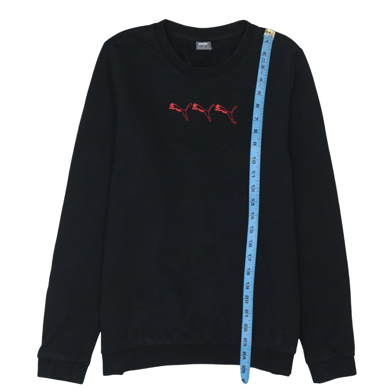 Puma Men’s Black Crew Neck Logo Pullover Sweatshirt Size L
