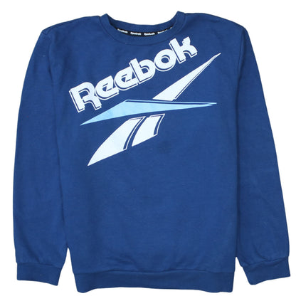 Additional front view of Reebok boys’ blue graphic pullover sweatshirt 13-14 years crew neck