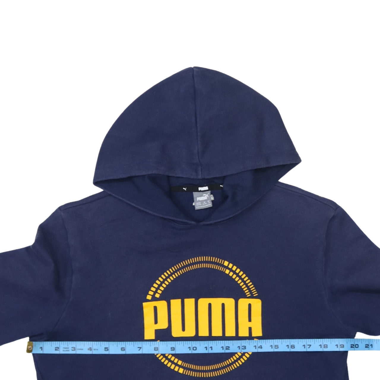 Puma Boys Navy Blue Pullover Hoodie 15-16 Years Cotton Blend Logo Sweatshirt