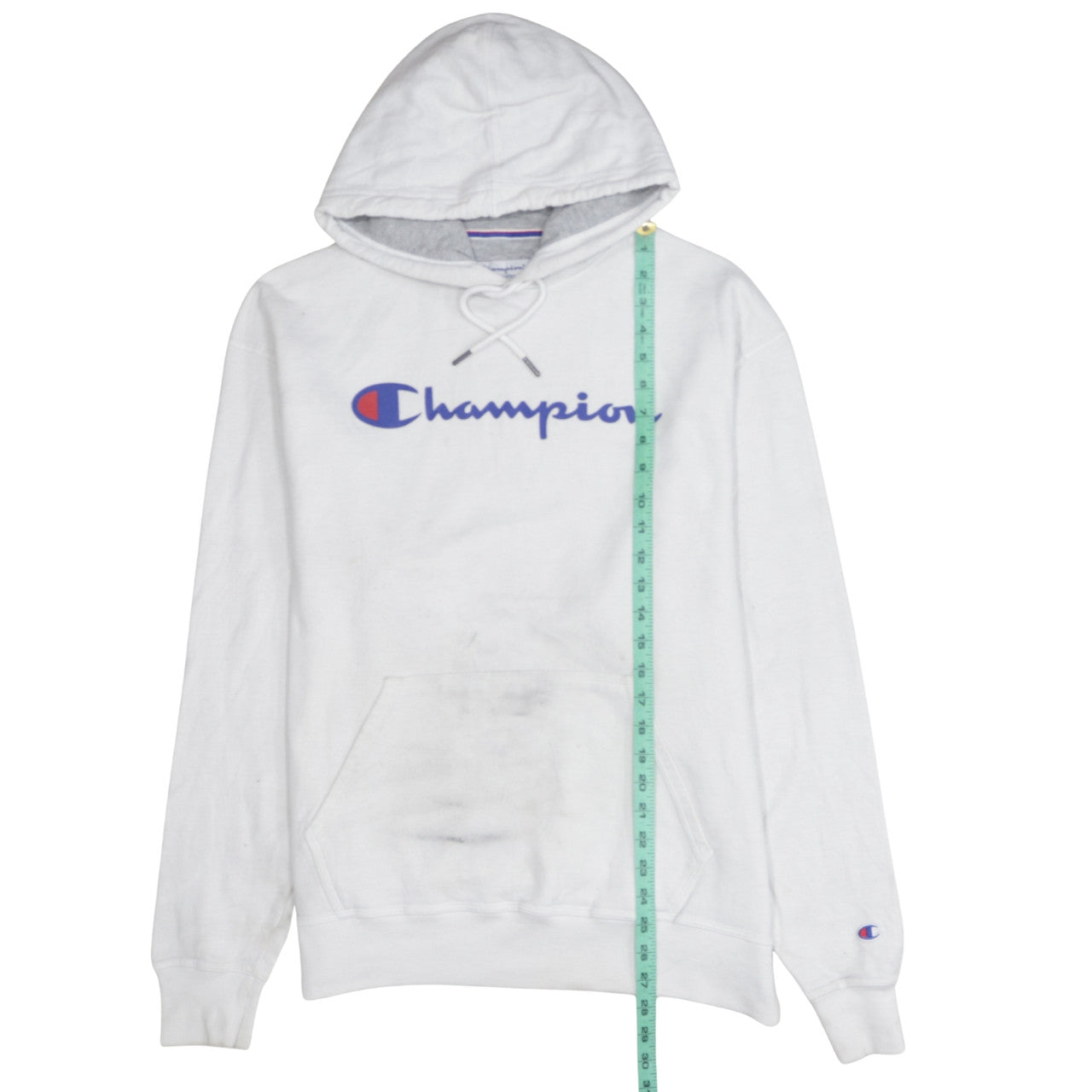 Champion Men's White Pullover Hoodie Size L Logo Graphic Fleece