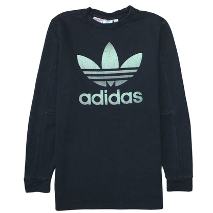 Additional front view of Adidas boys’ black crew neck pullover sweatshirt, size 13-14, years