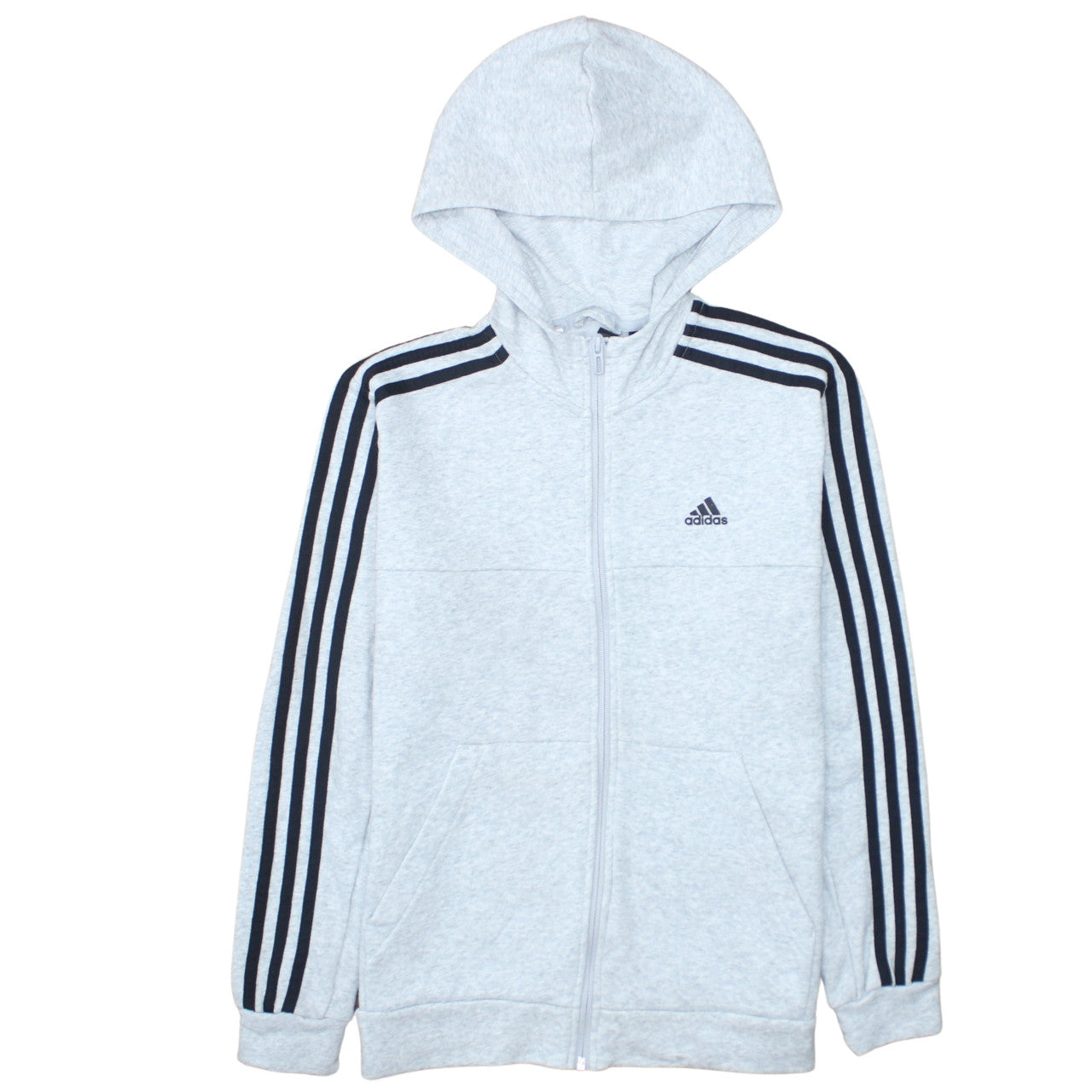 Adidas Boys Grey Full Zip Hoodie 13-14 Years Lined Sportswear