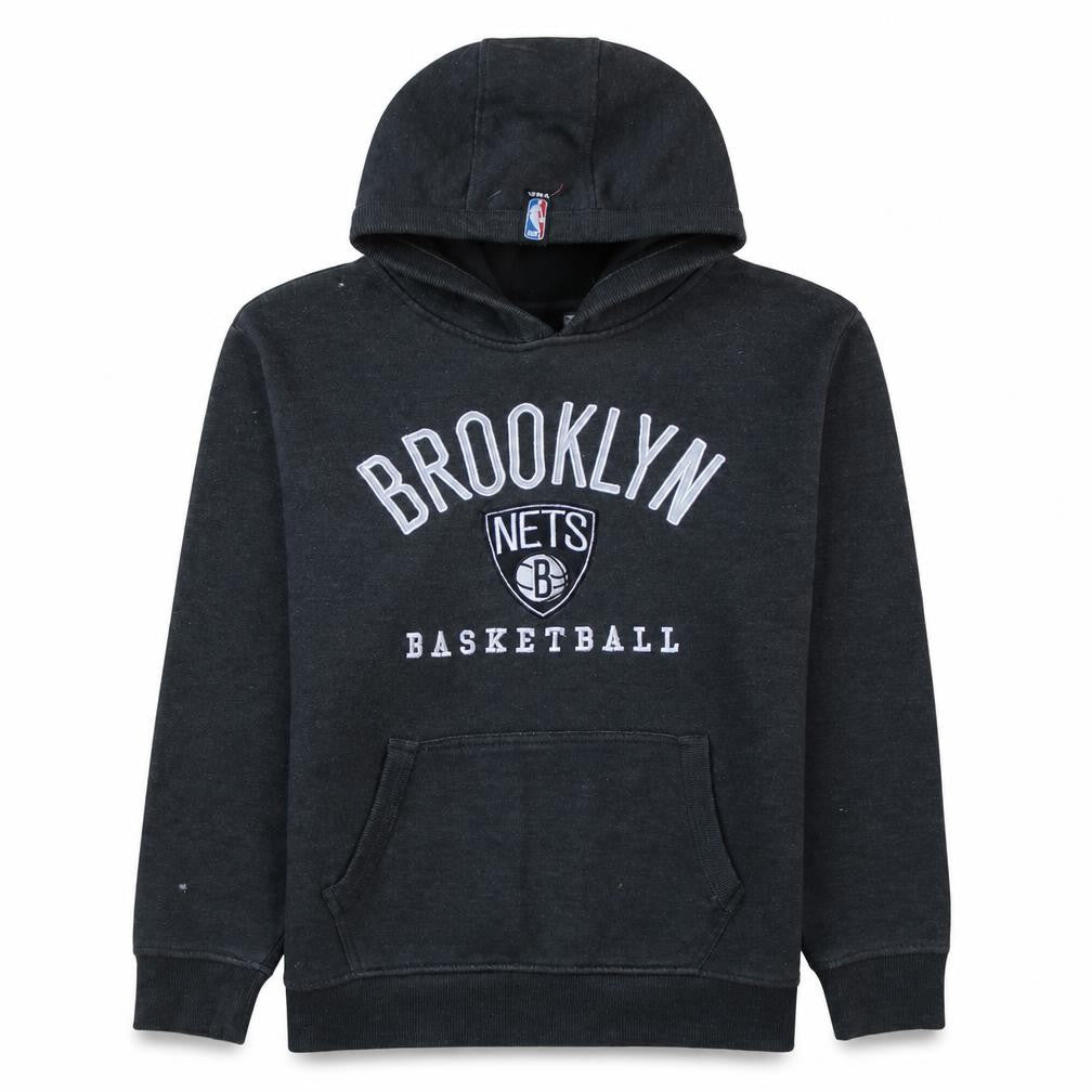 UNK Boys Black Brooklyn Nets Pullover Hoodie Size L NBA Basketball Sweatshirt