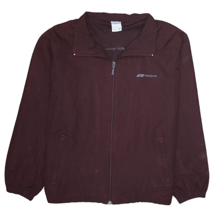 Additional front view of Reebok boys’ brown full zip track jacket, size 12, years polyester lined