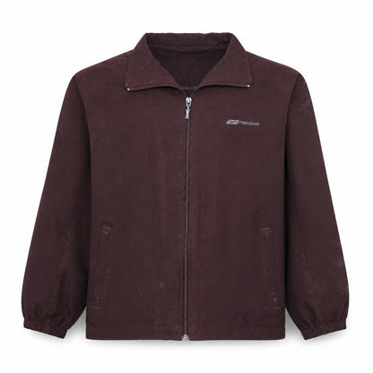 Front view of Reebok boys’ brown full zip track jacket, size 12, years polyester lined