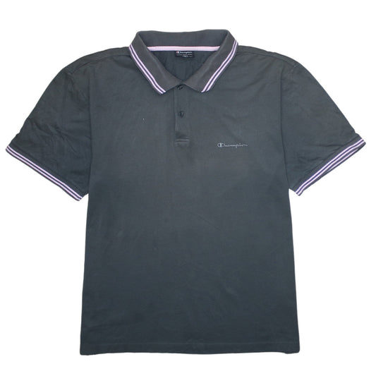 Champion Men's Black XL Cotton Polo Shirt with Logo Trim