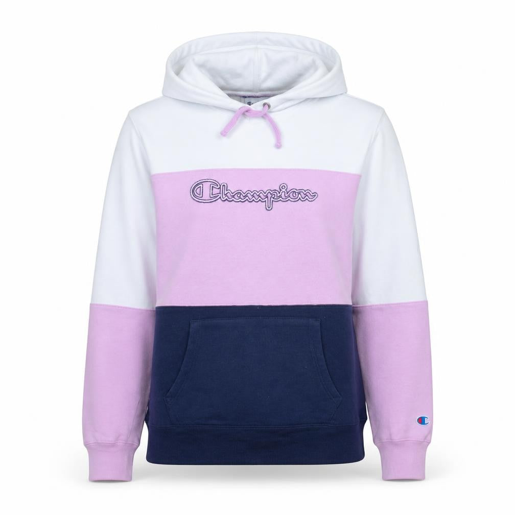 Champion Womens Pink White Navy Colourblock Pullover Hoodie Size L