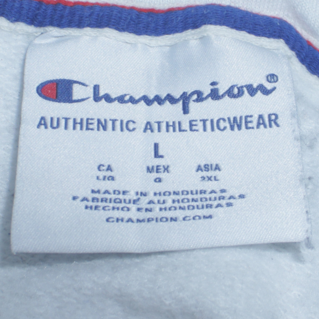Champion Womens Pink White Navy Colourblock Pullover Hoodie Size L