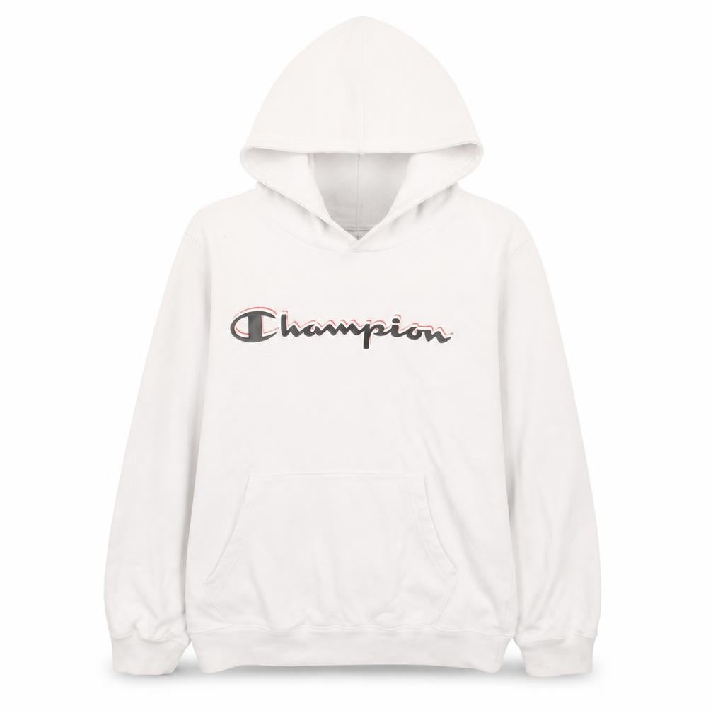 Champion Boys White Pullover Hoodie XL 13-14 Years Graphic Logo Fleece