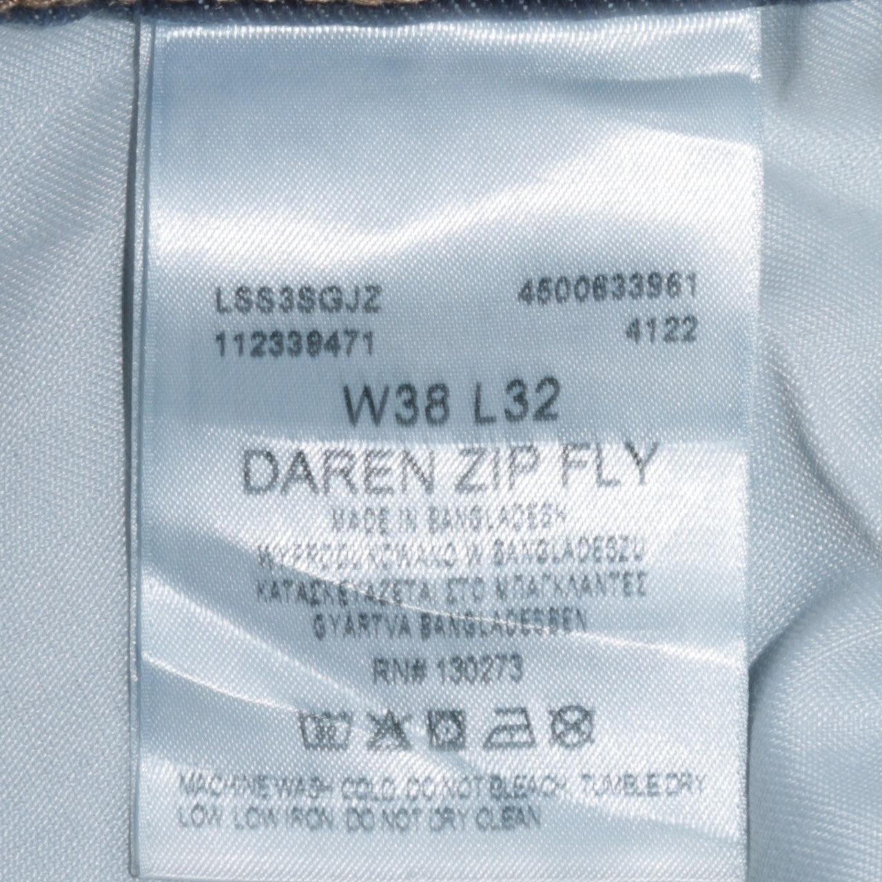 Lee Daren Zip Fly Men's Blue Straight Leg Jeans W38 L32