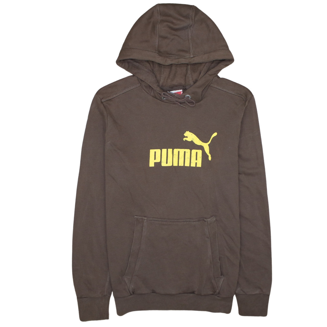 Puma Men’s Brown Pullover Hoodie Small Logo Graphic Sweatshirt