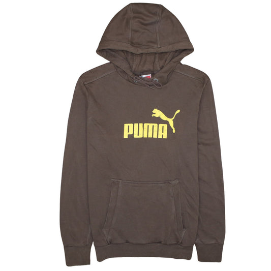 Puma Men’s Brown Pullover Hoodie Small Logo Graphic Sweatshirt