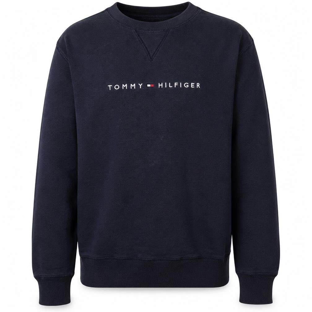 Tommy Hilfiger Men's Blue Logo Crew Neck Pullover Sweatshirt M