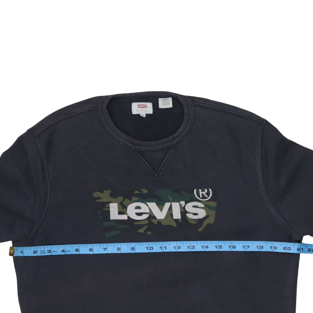 Levi's Mens Black Camo Logo Crew Neck Sweatshirt Size M
