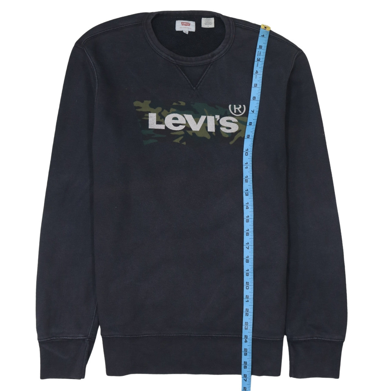 Levi's Mens Black Camo Logo Crew Neck Sweatshirt Size M