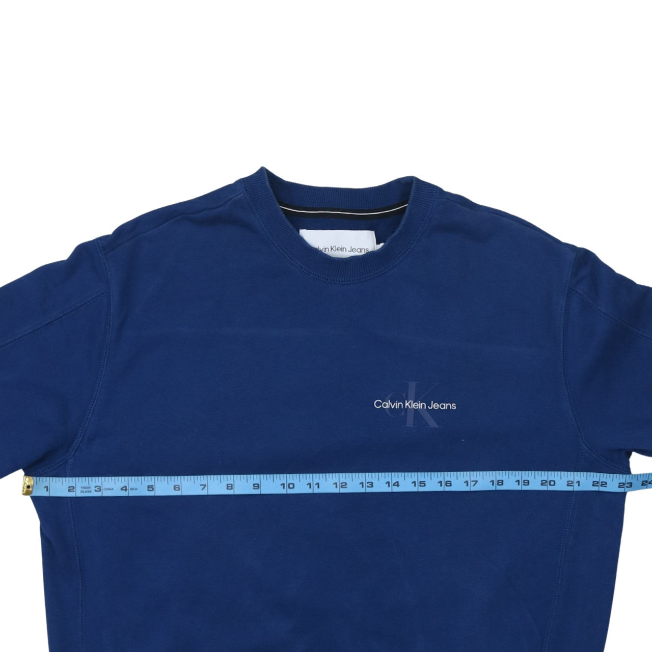 Calvin Klein Jeans Men's Blue Crew Neck Cotton Sweatshirt Size M