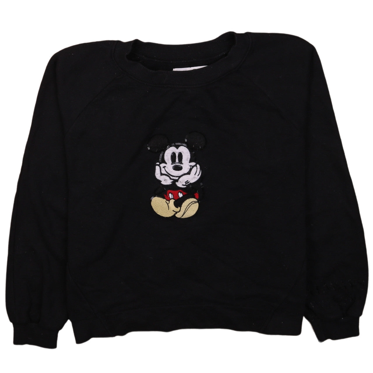 Bershka Women Black Mickey Mouse Pullover Sweatshirt XS