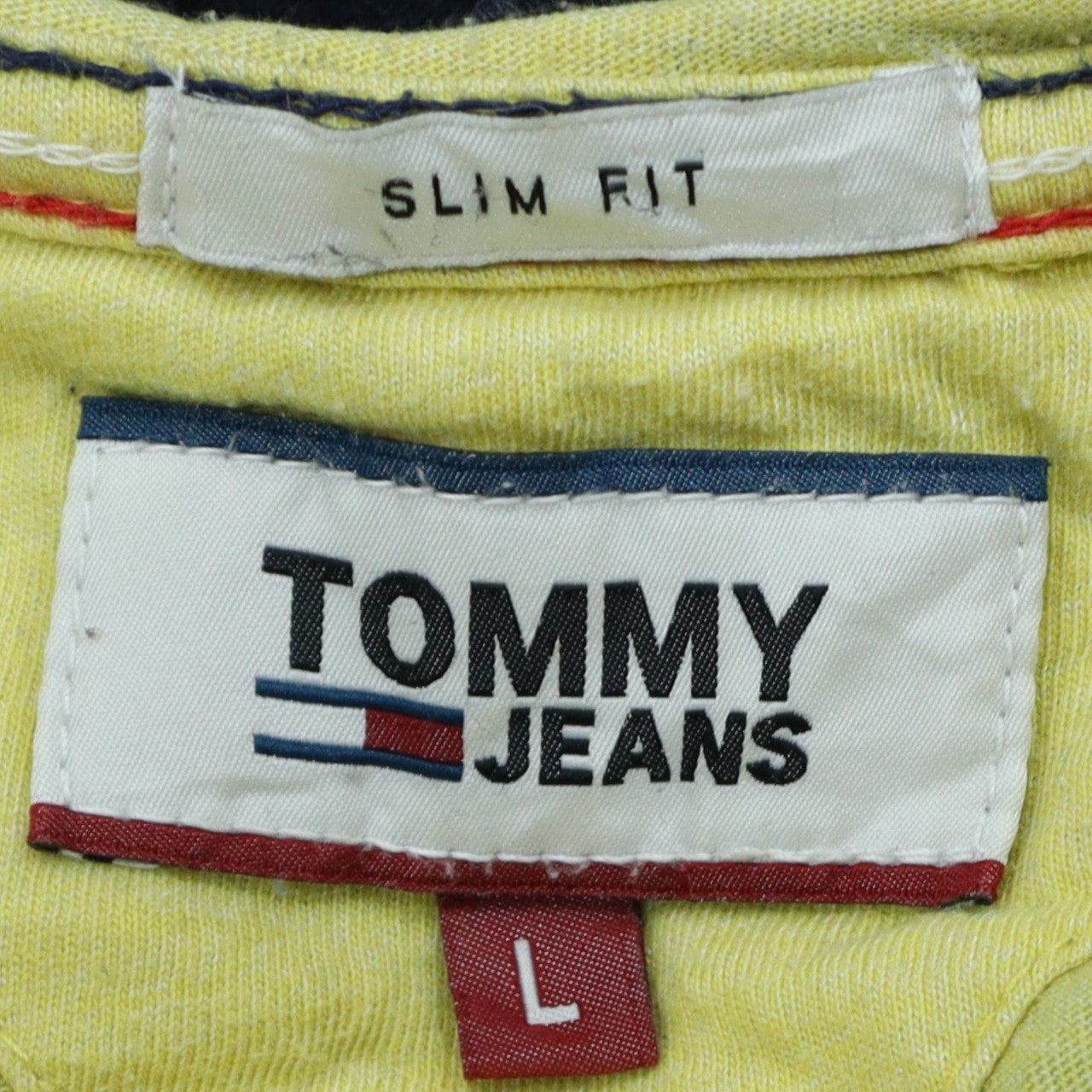 Tommy Jeans Men's Yellow Slim Fit Cotton Blend T-Shirt Size L