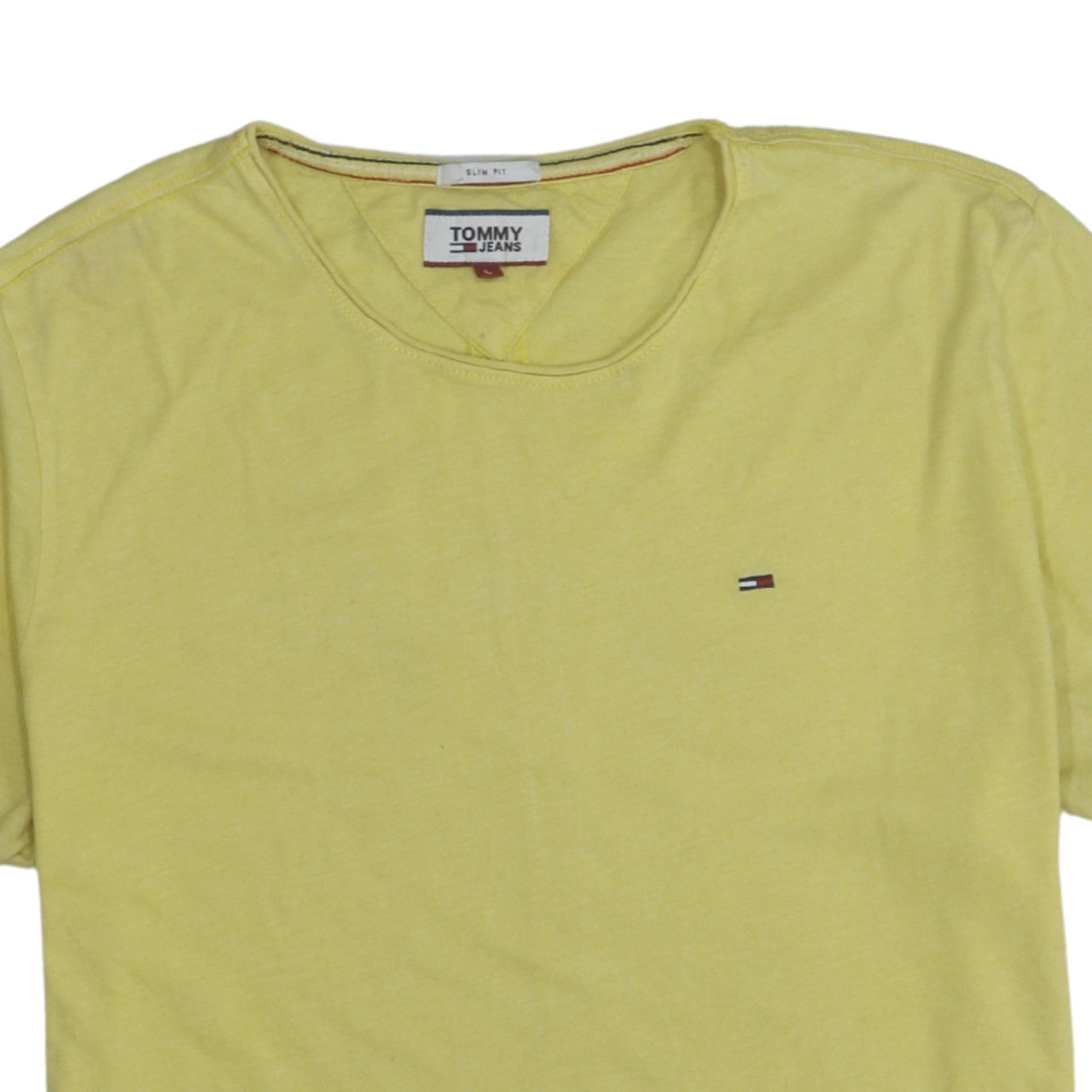 Tommy Jeans Men's Yellow Slim Fit Cotton Blend T-Shirt Size L