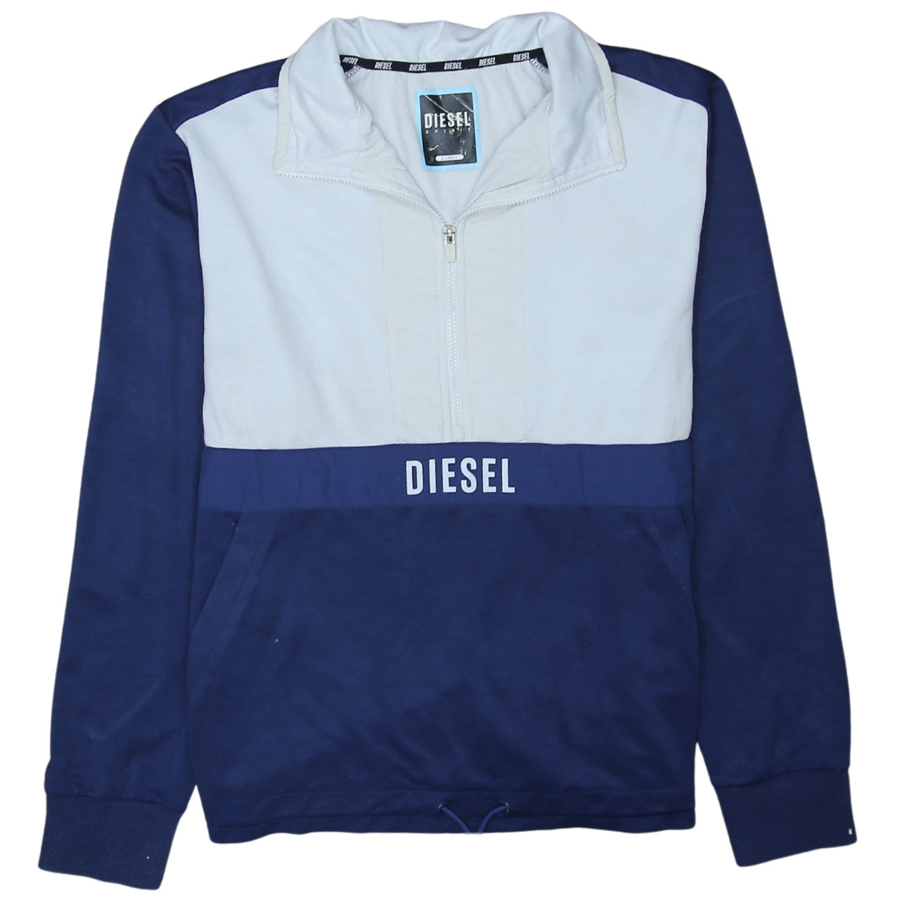 Diesel Men’s Blue XL 1/4 Zip Colour Block High Neck Sweatshirt