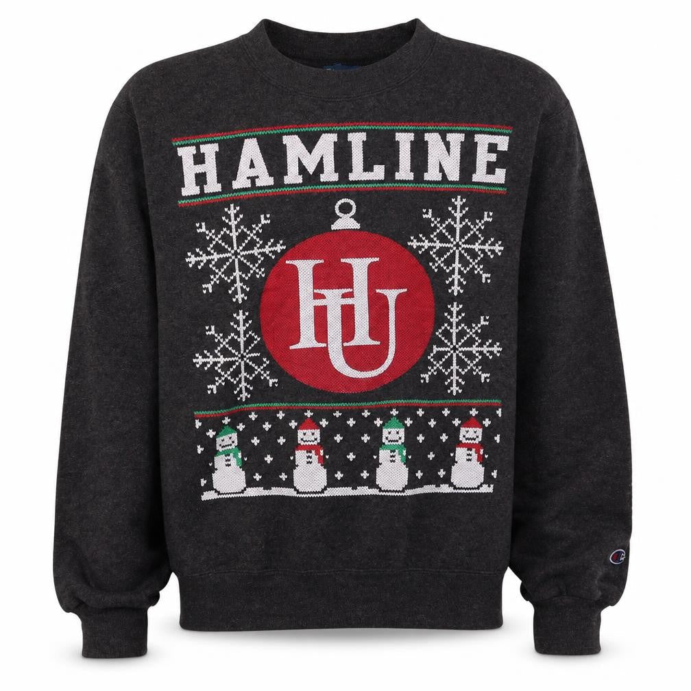 Champion Men's Grey Hamline Christmas Graphic Pullover Sweatshirt Size S