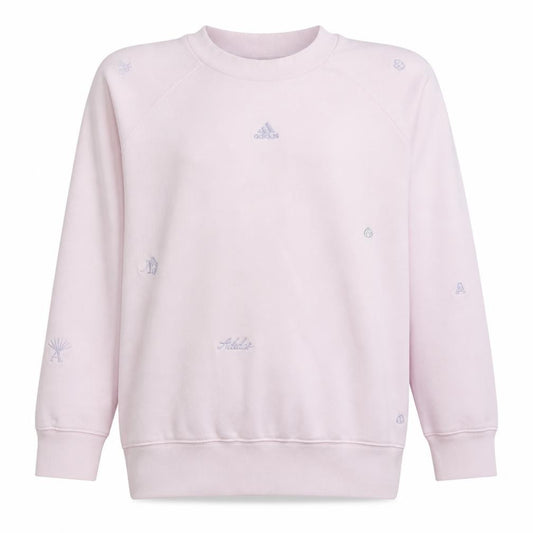 Adidas Women Pink Sweatshirt Size 14 Pullover Crew Neck Rose Quartz
