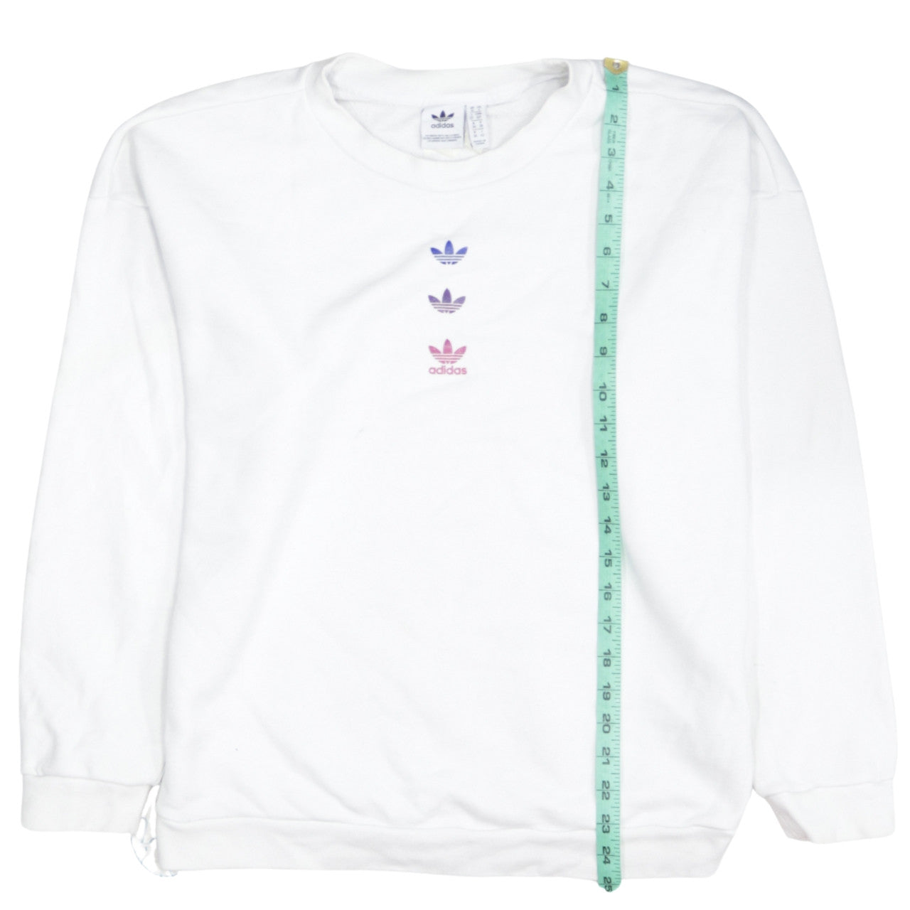 Adidas Womens White Crew Neck Pullover Sweatshirt Size 10 Logo Print