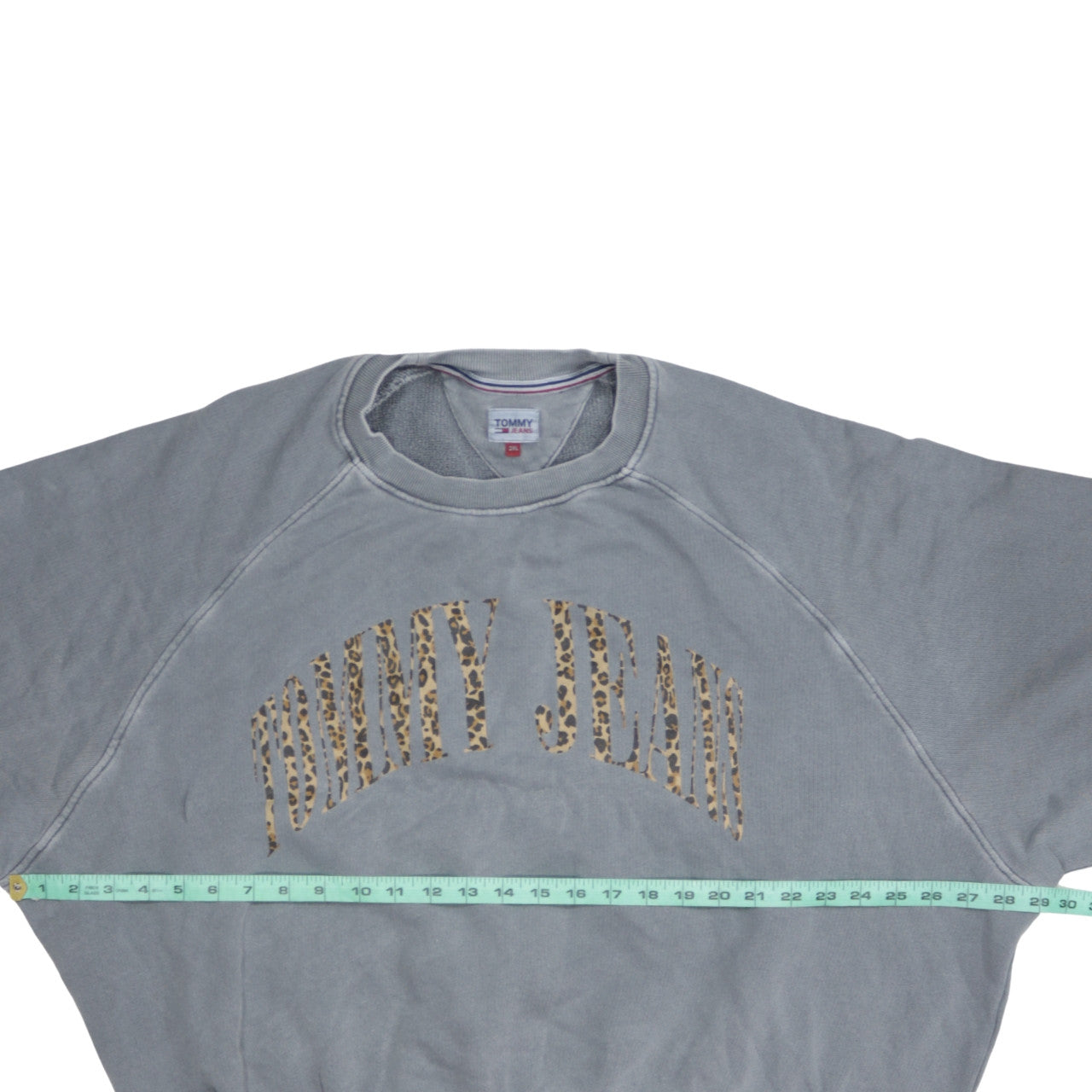 Tommy Jeans Womens Grey Leopard Logo Pullover Sweatshirt 2XL