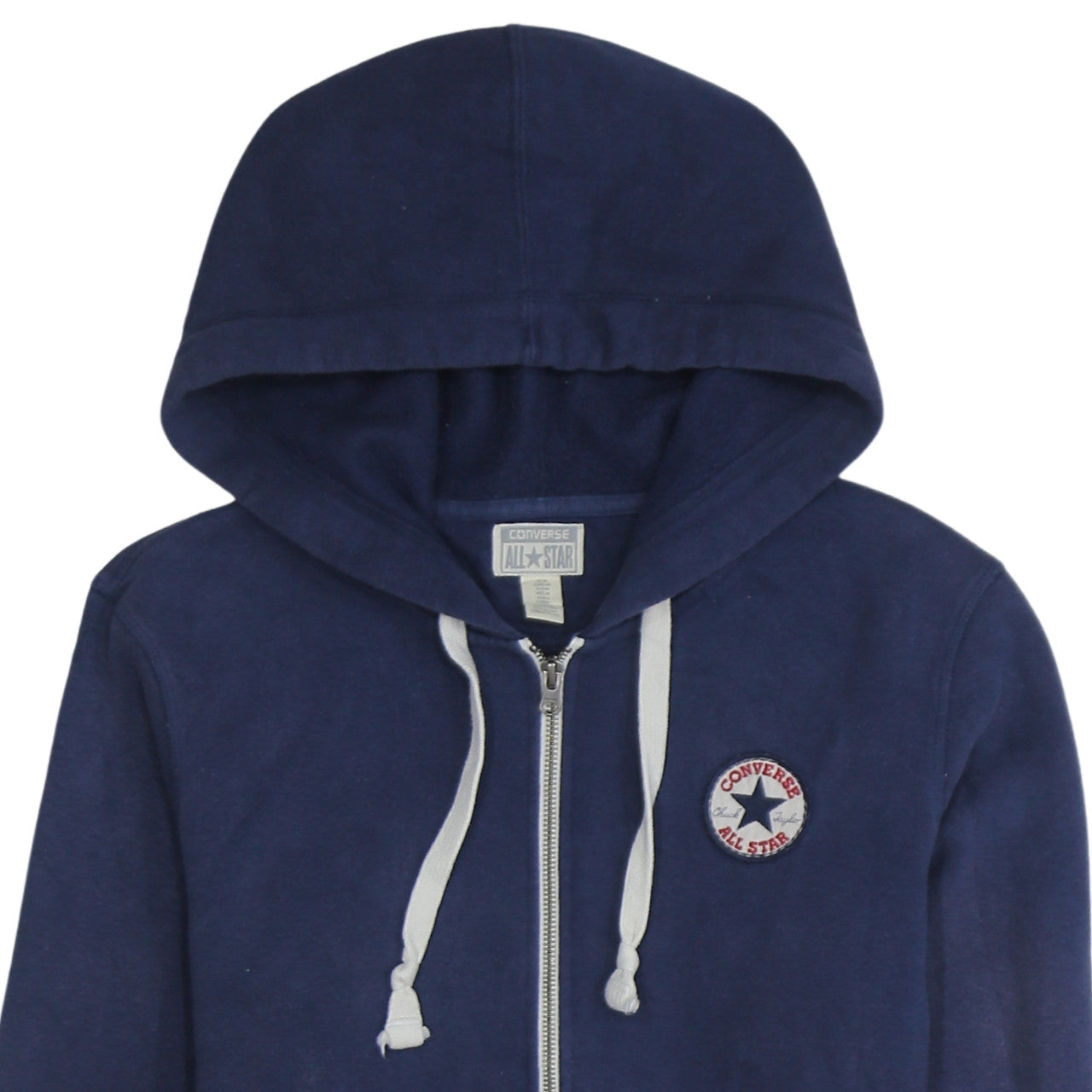 Converse Men's Blue Full Zip Hoodie M Regular Fit with Logo and Pockets