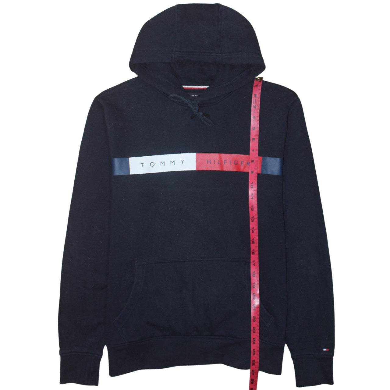 Tommy Hilfiger Men's Blue Pullover Hoodie L Logo Fleece Sweatshirt