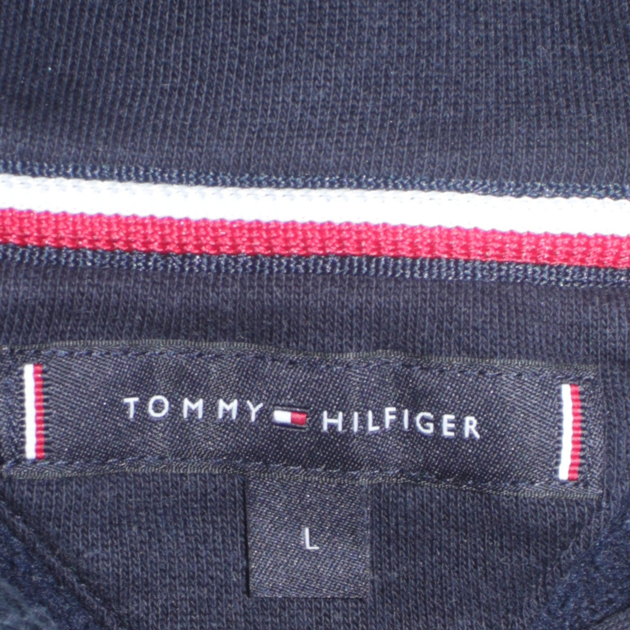 Tommy Hilfiger Men's Blue Pullover Hoodie L Logo Fleece Sweatshirt