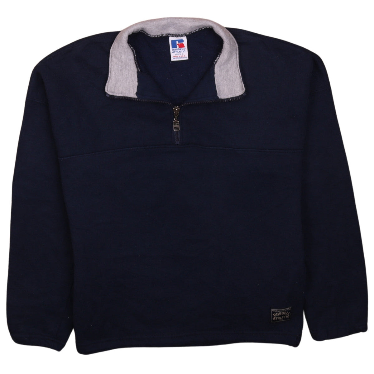 Russell Athletic Boys Blue Fleece 1/4 Zip Pullover Sweatshirt Youth L