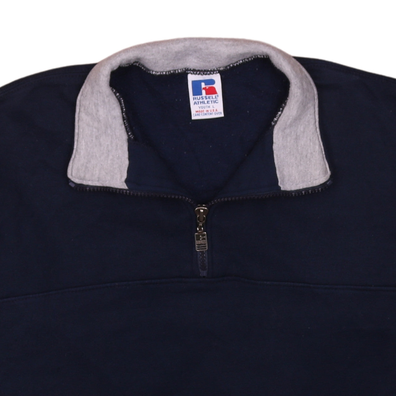 Russell Athletic Boys Blue Fleece 1/4 Zip Pullover Sweatshirt Youth L