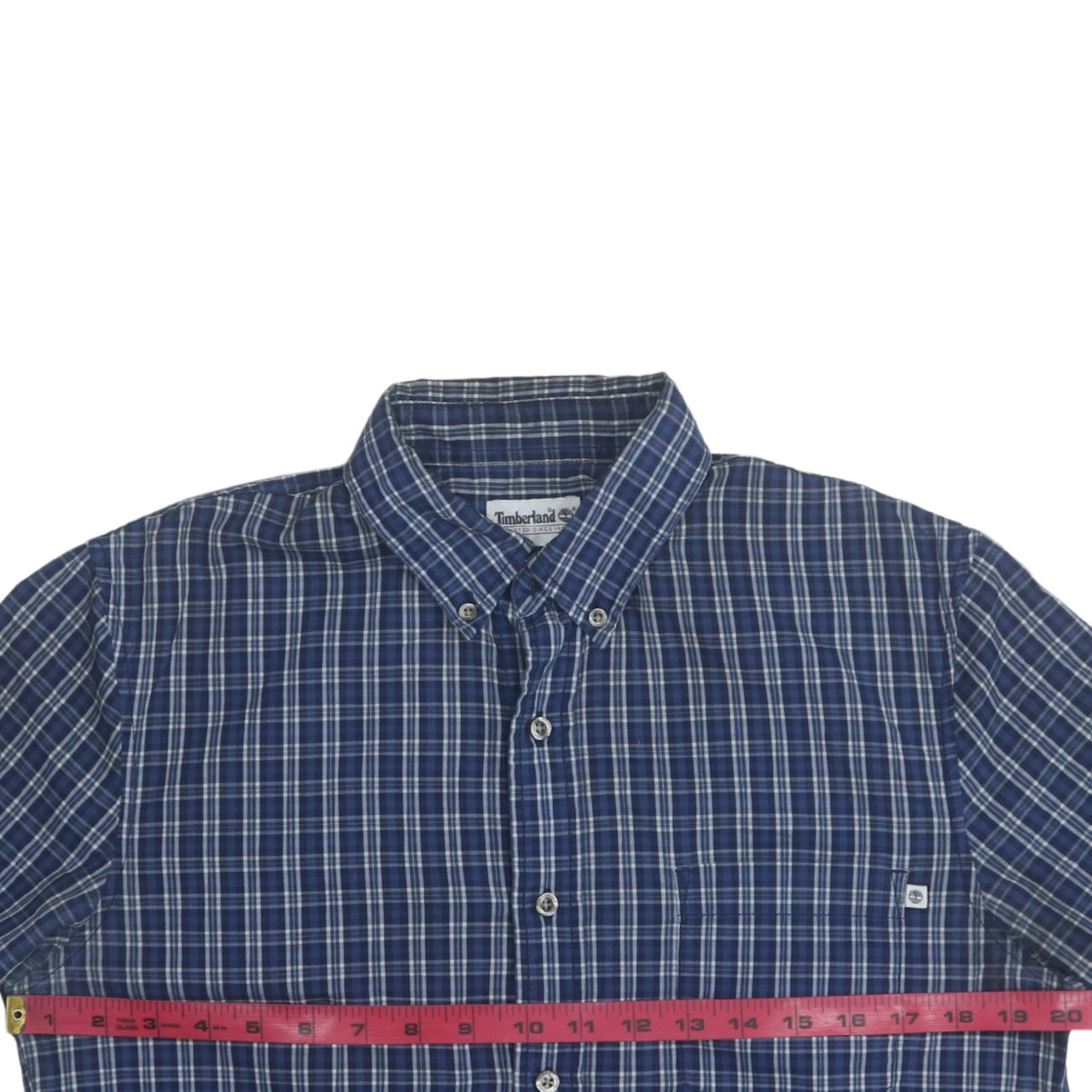 Timberland Men's Blue Check Long Sleeve Button-Up Shirt L